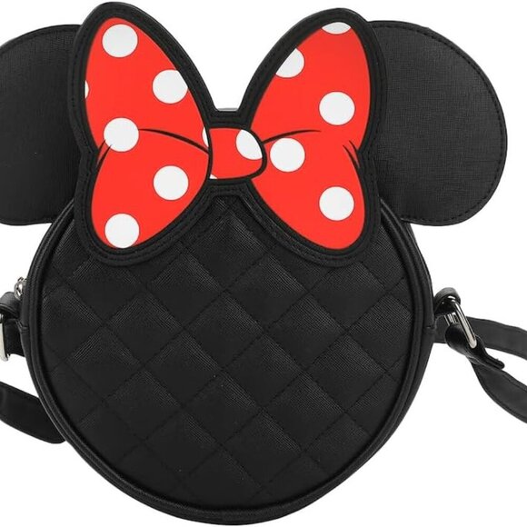 Charming Quilted Minnie Mouse Crossbody Bag - Whimsical Style for Disney Fans - Picture 2 of 7